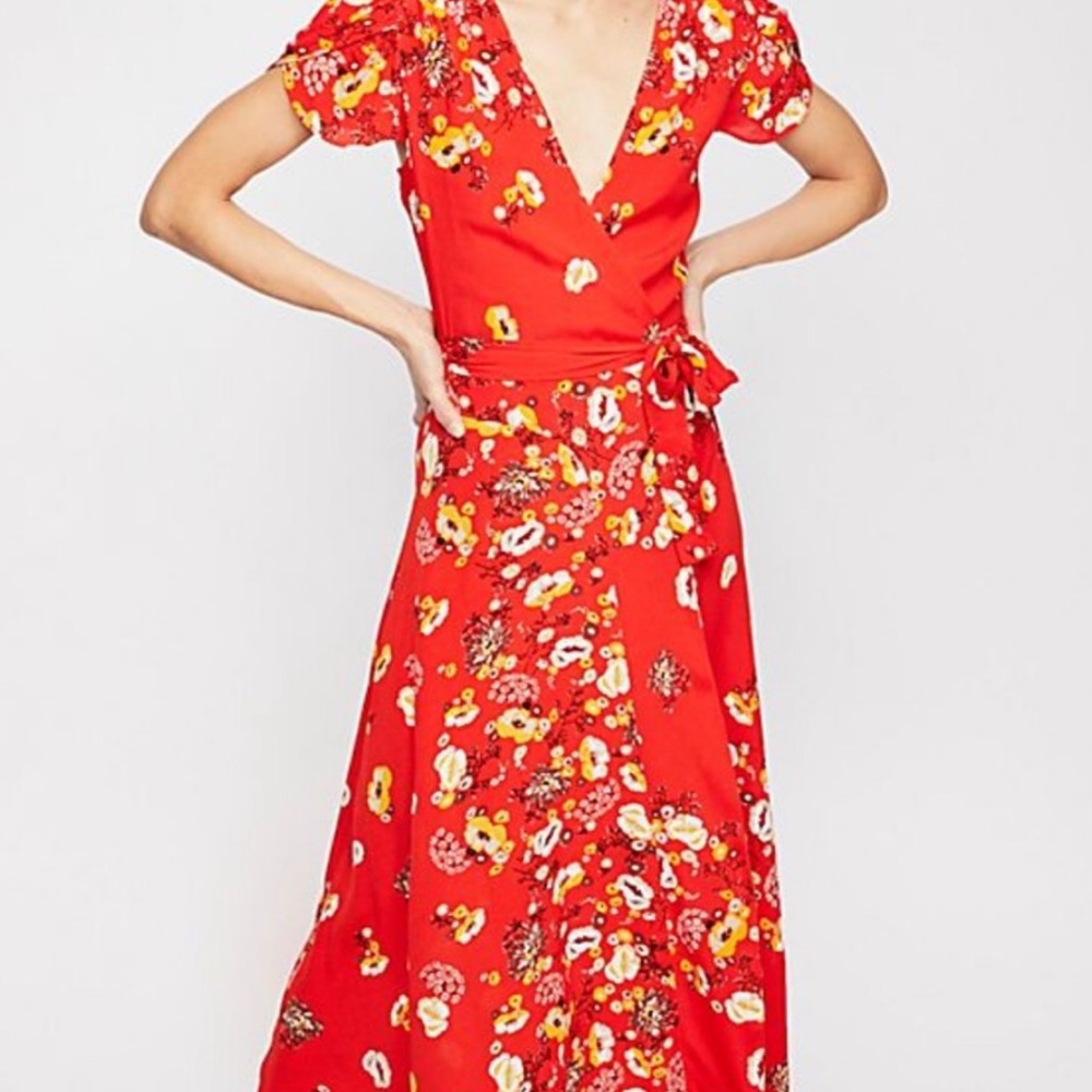 Free people Jess maxi floral wrap dress